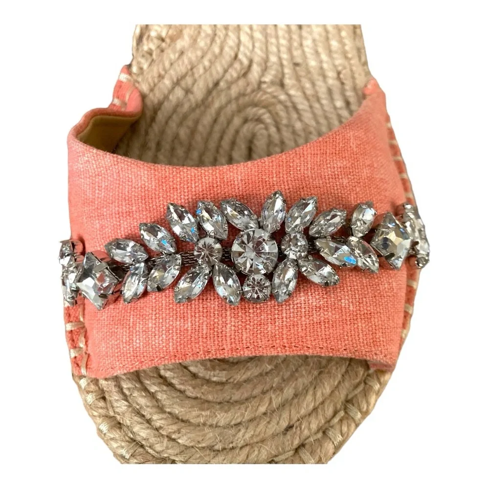 Kaari Blue Wedge Coral Color Wrap Strap‎ & Rhinestones Size 11